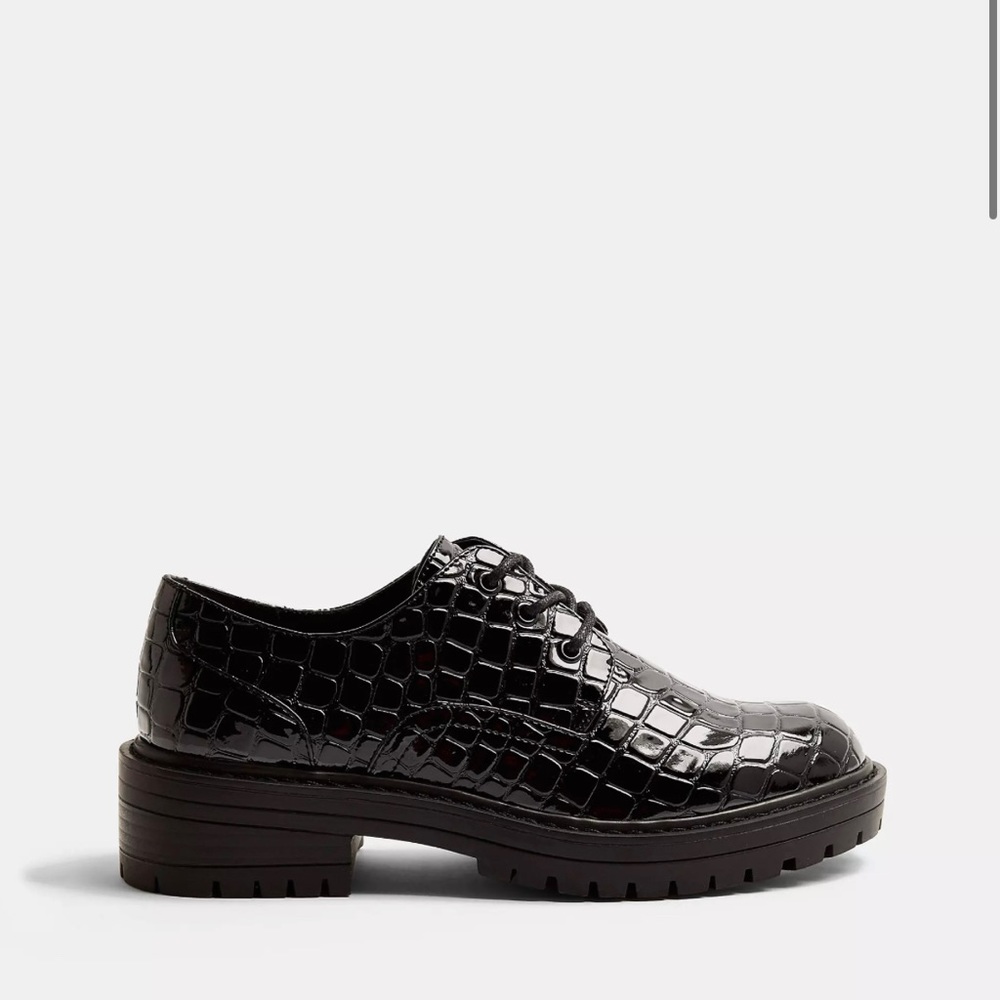 Topshop patent croc brogues